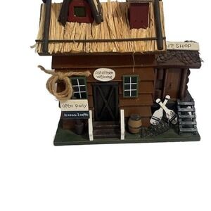 Rustic Wooden Miniature Bait Shop Model Decor - Fishermen Welcome